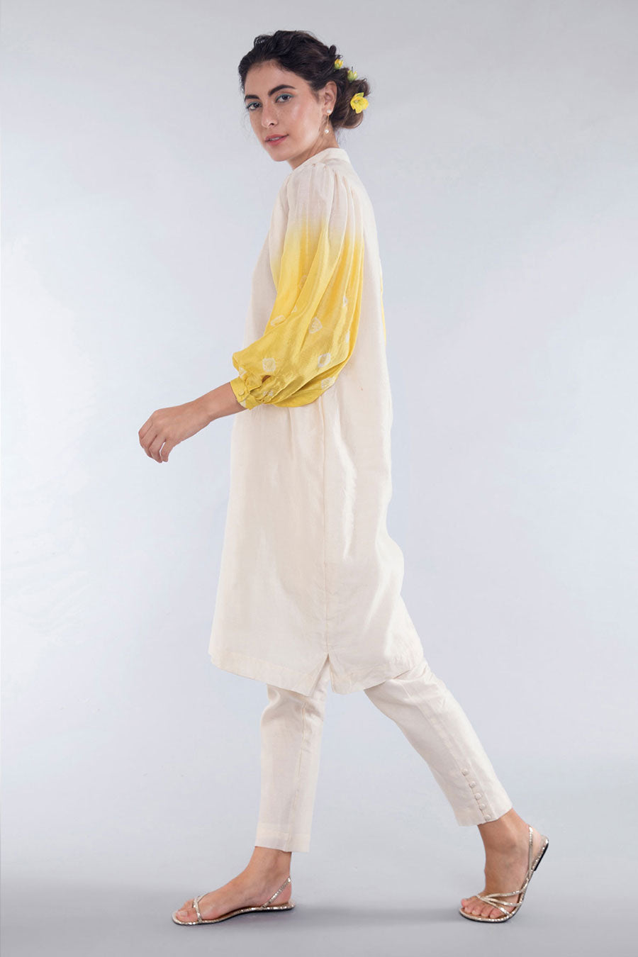 Ivory Tie-Dye Kurta And Pant Set