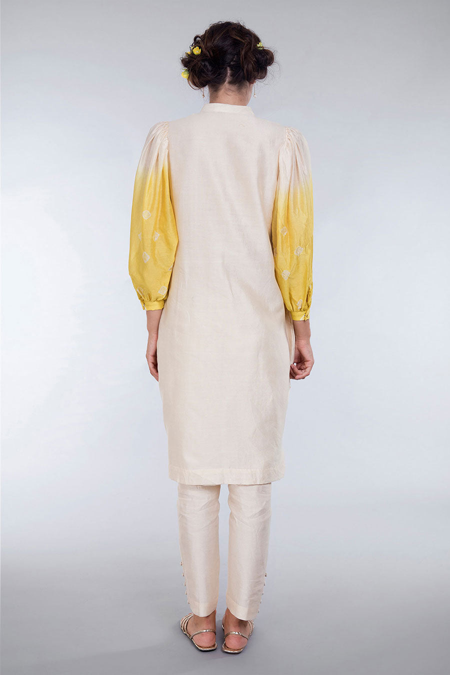 Ivory Tie-Dye Kurta And Pant Set