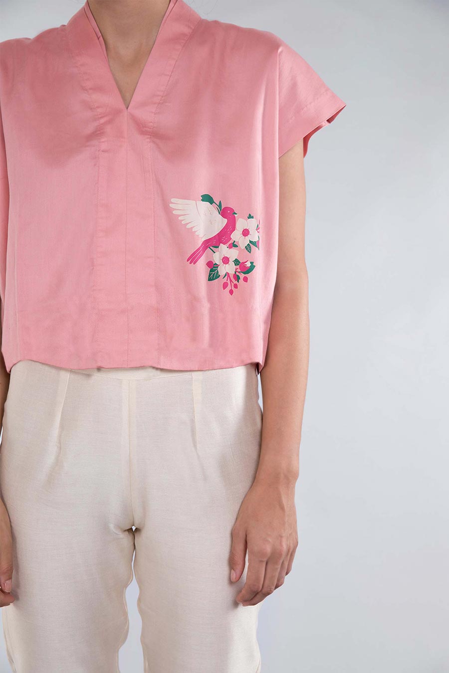 Rose Pink Happy Bird Top