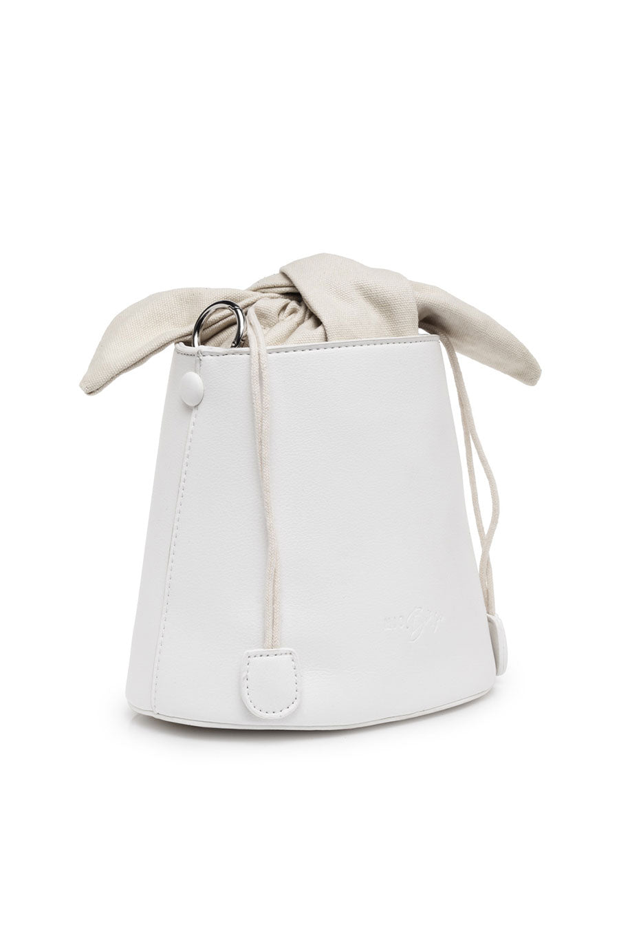 White Crossbody Bucket Bag
