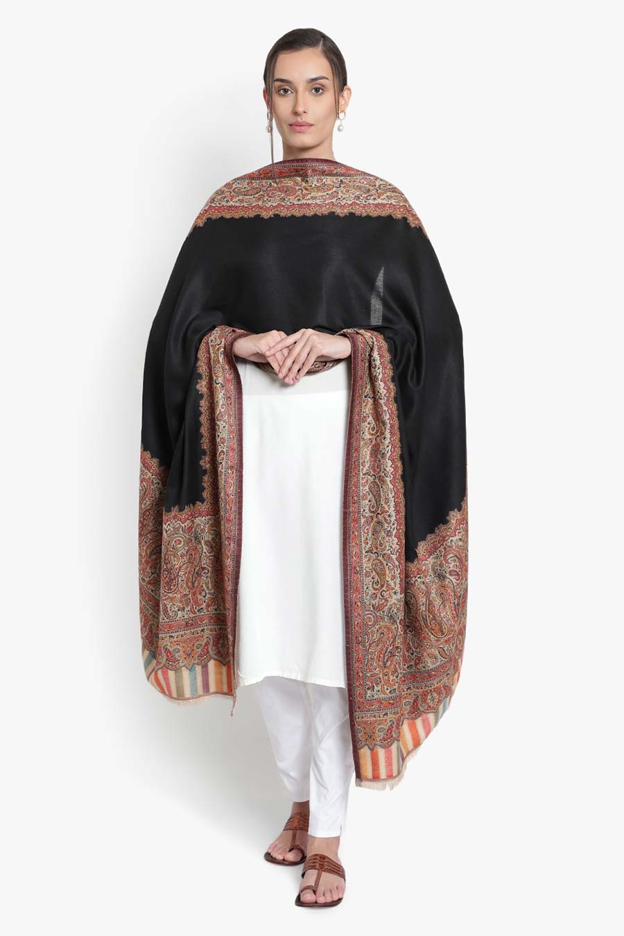 Black Embroidered Kashmiri Shawl