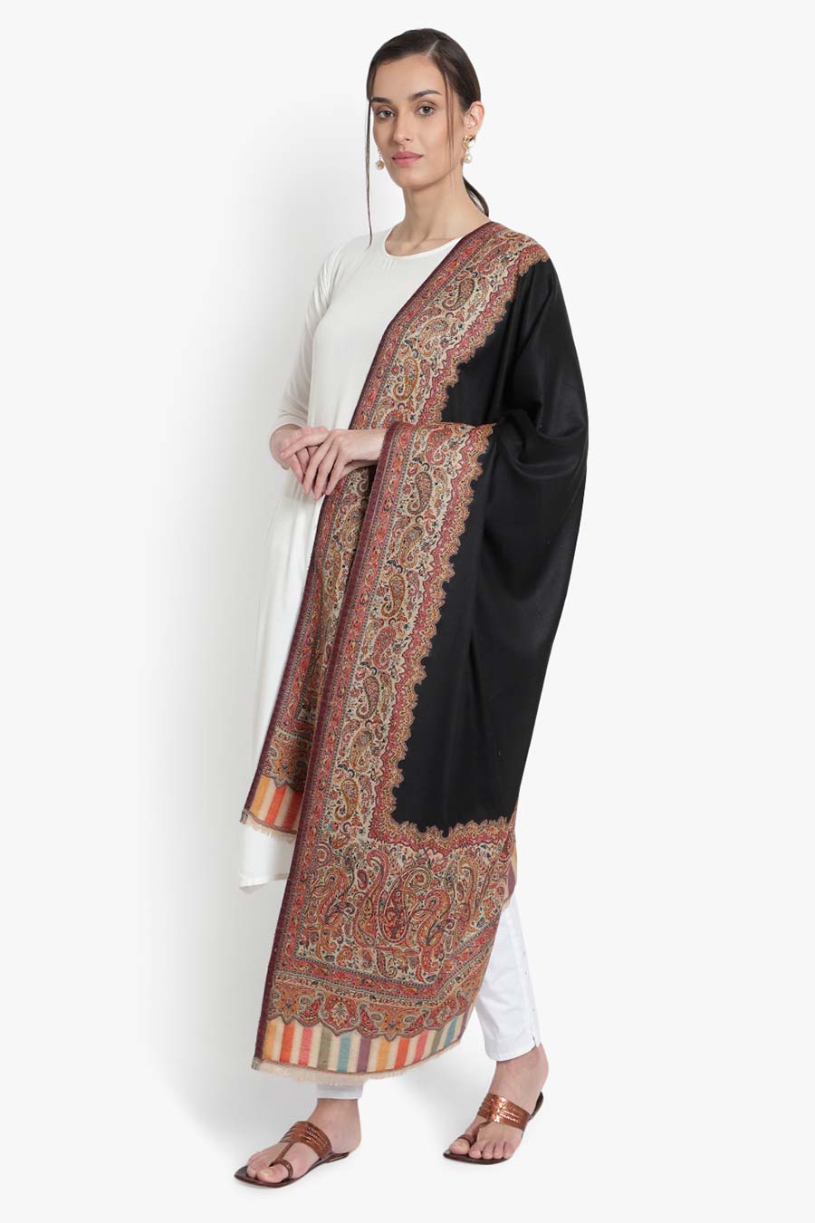 Black Embroidered Kashmiri Shawl