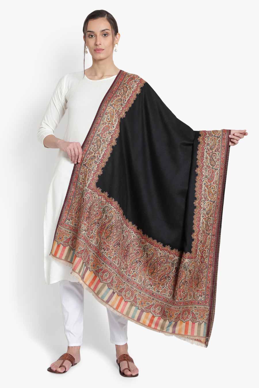 Black Embroidered Kashmiri Shawl