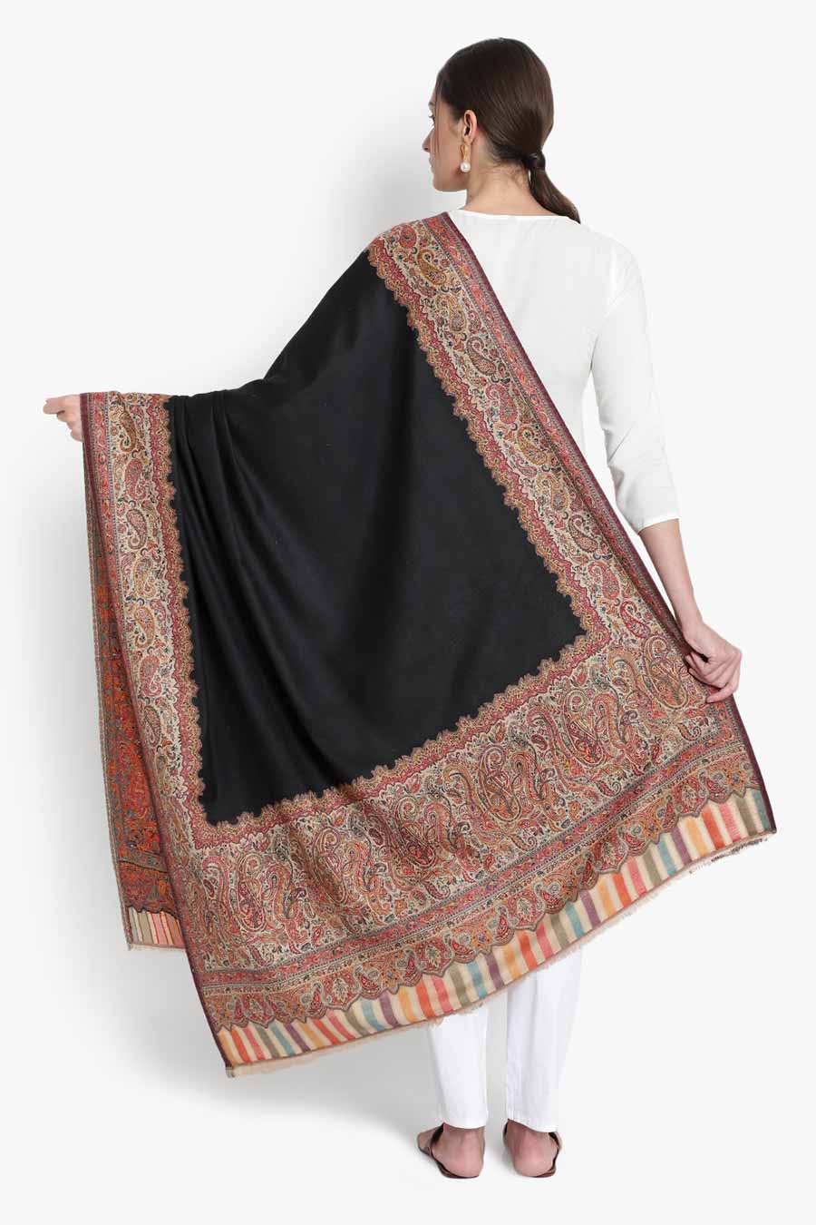 Black Embroidered Kashmiri Shawl