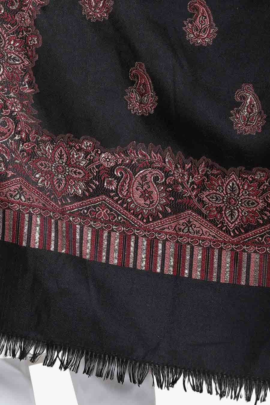 Paisley Embroidered Black Kashmiri Shawl