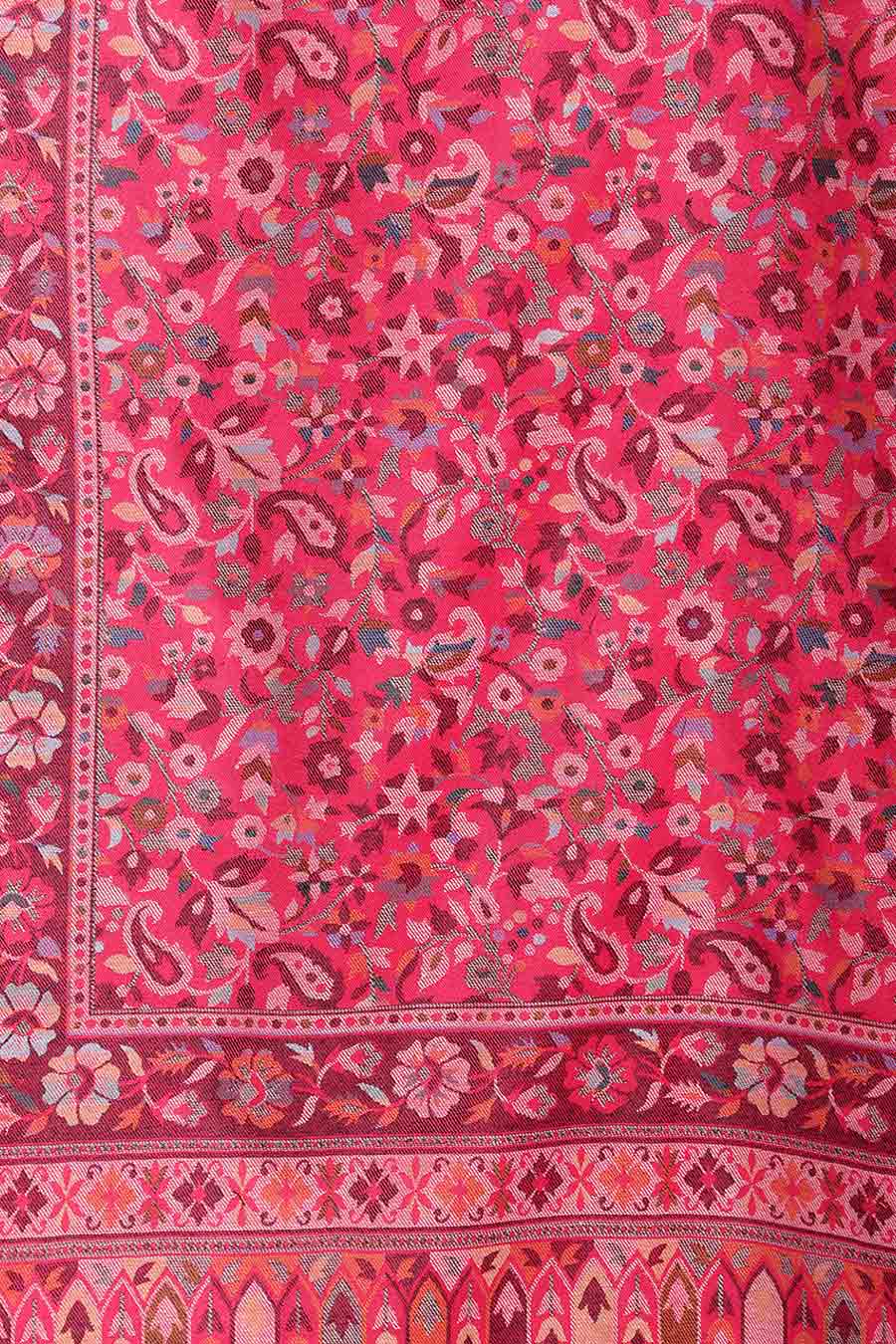 Pink Floral Paisley Kashmiri Shawl