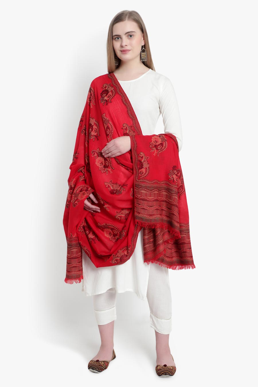 Red Floral Pashmina Kashmiri Shawl
