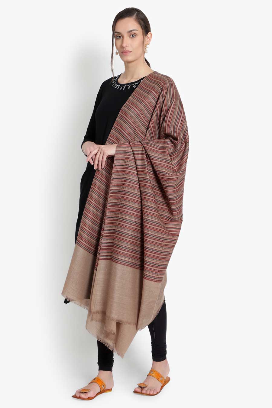 Toosh Fine Wool Striped Shawl