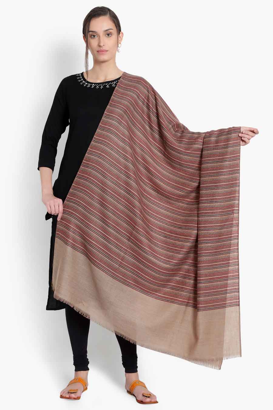 Toosh Fine Wool Striped Shawl