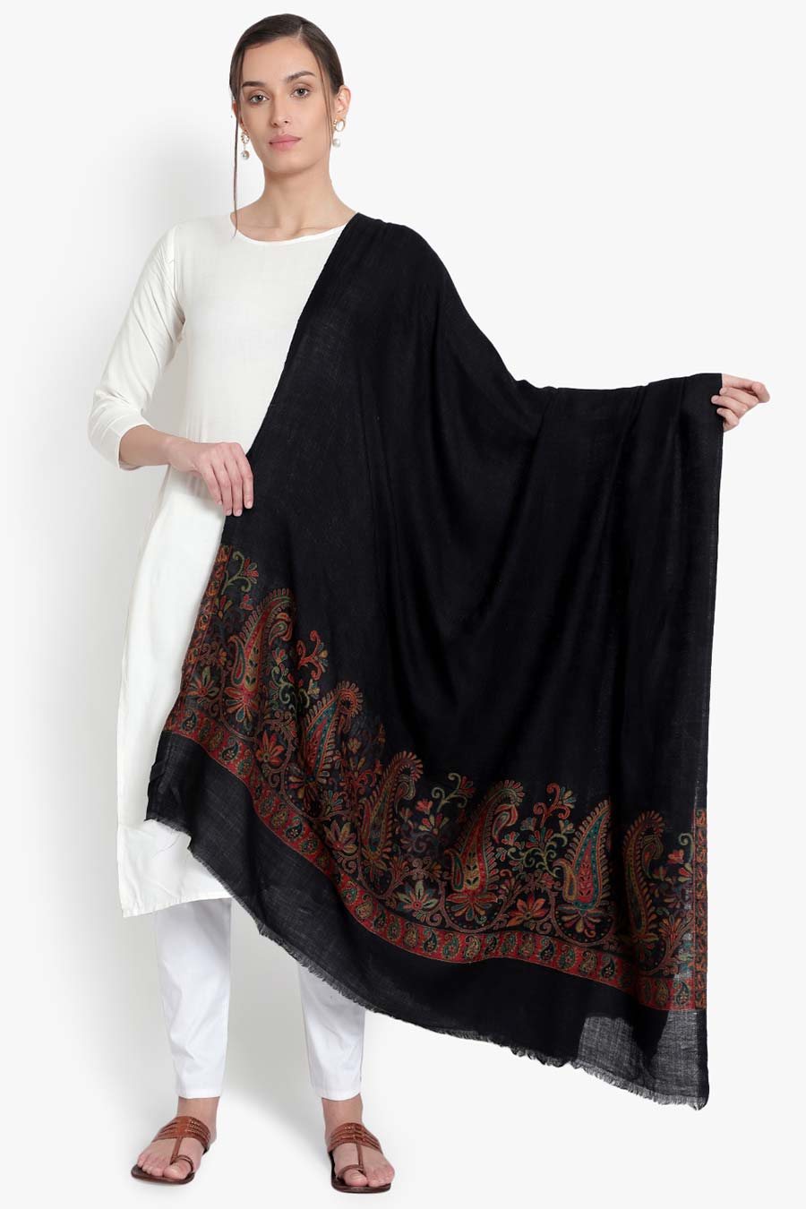 Black Paisley Jaal Kashmiri Shawl