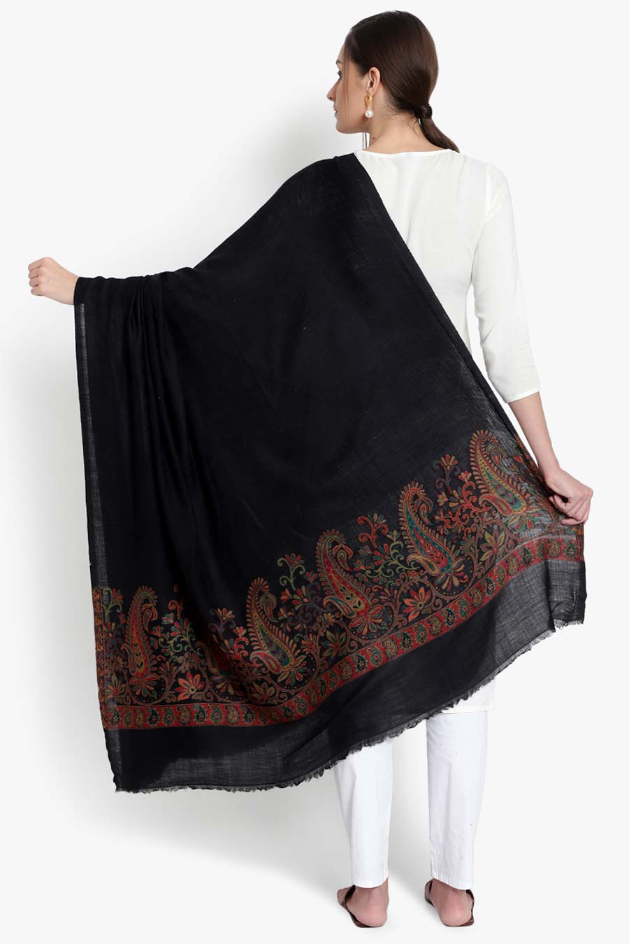 Black Paisley Jaal Kashmiri Shawl