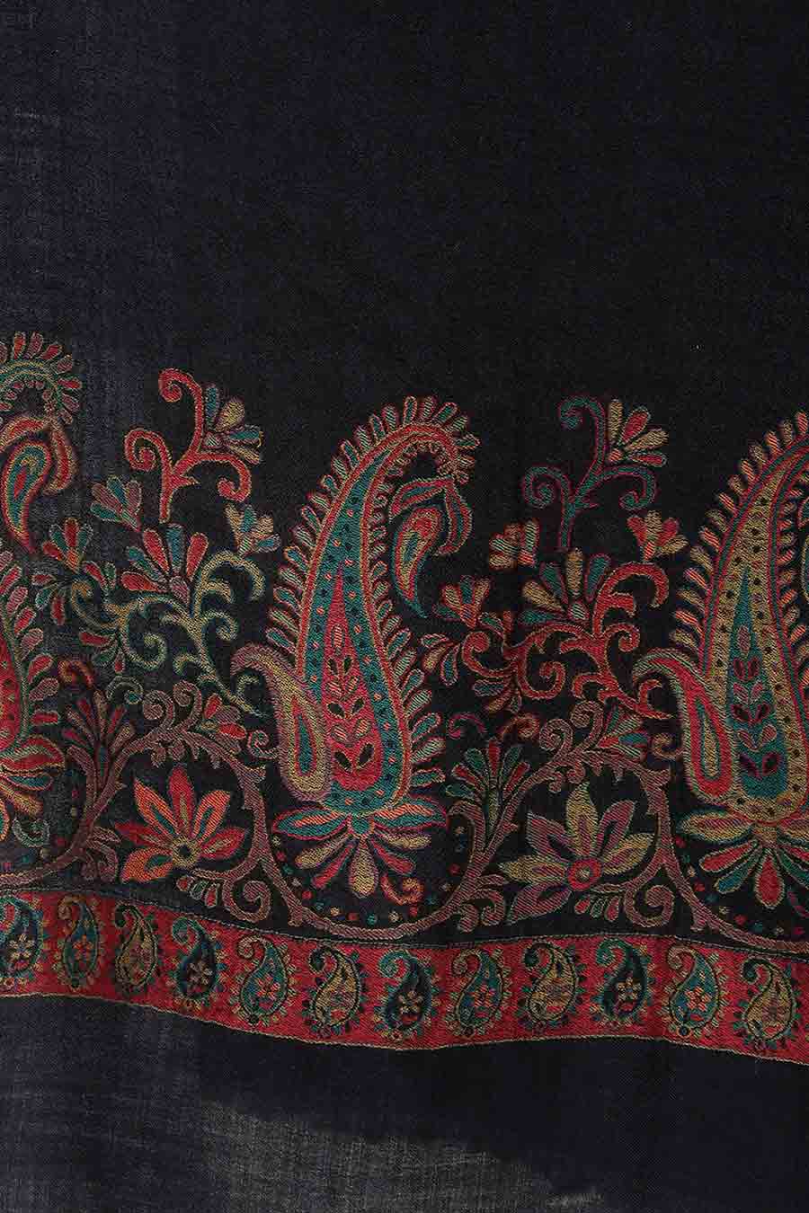 Black Paisley Jaal Kashmiri Shawl