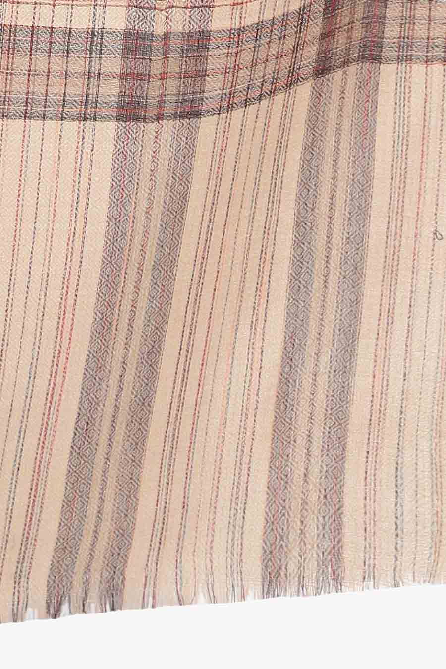 Beige & Brown Checks Kashmiri Shawl