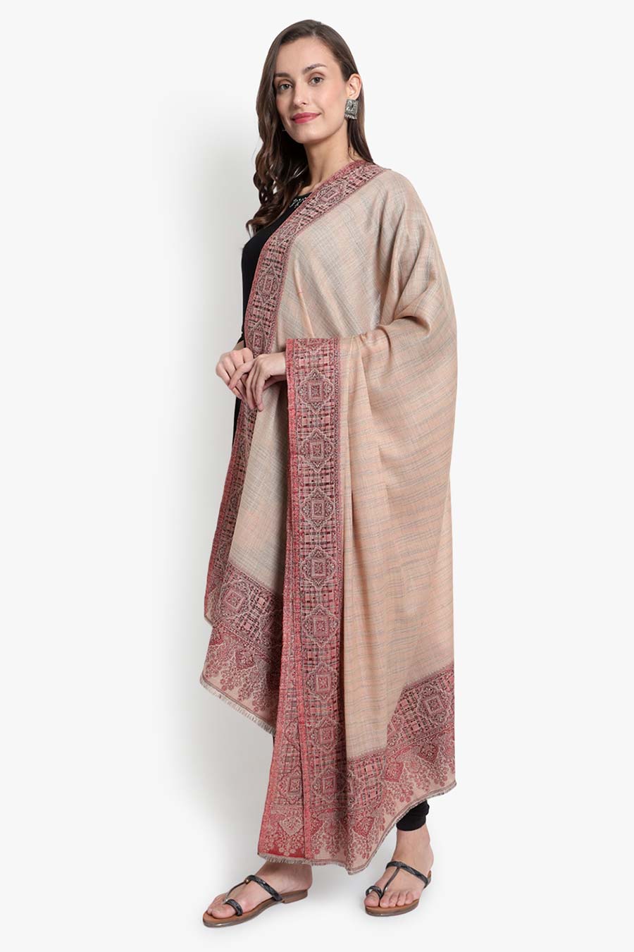 Beige Heritage Art Kashmiri Shawl