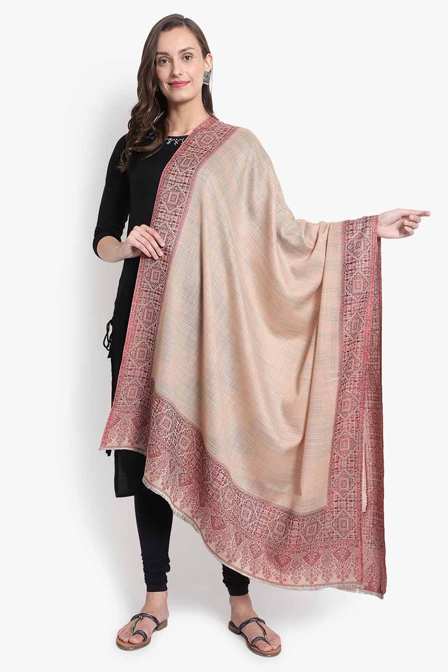 Beige Heritage Art Kashmiri Shawl