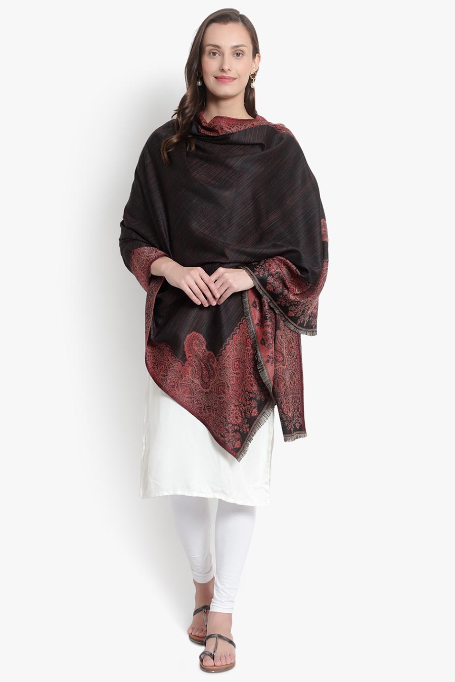 Black Paisley Jaal Kashmiri Shawl