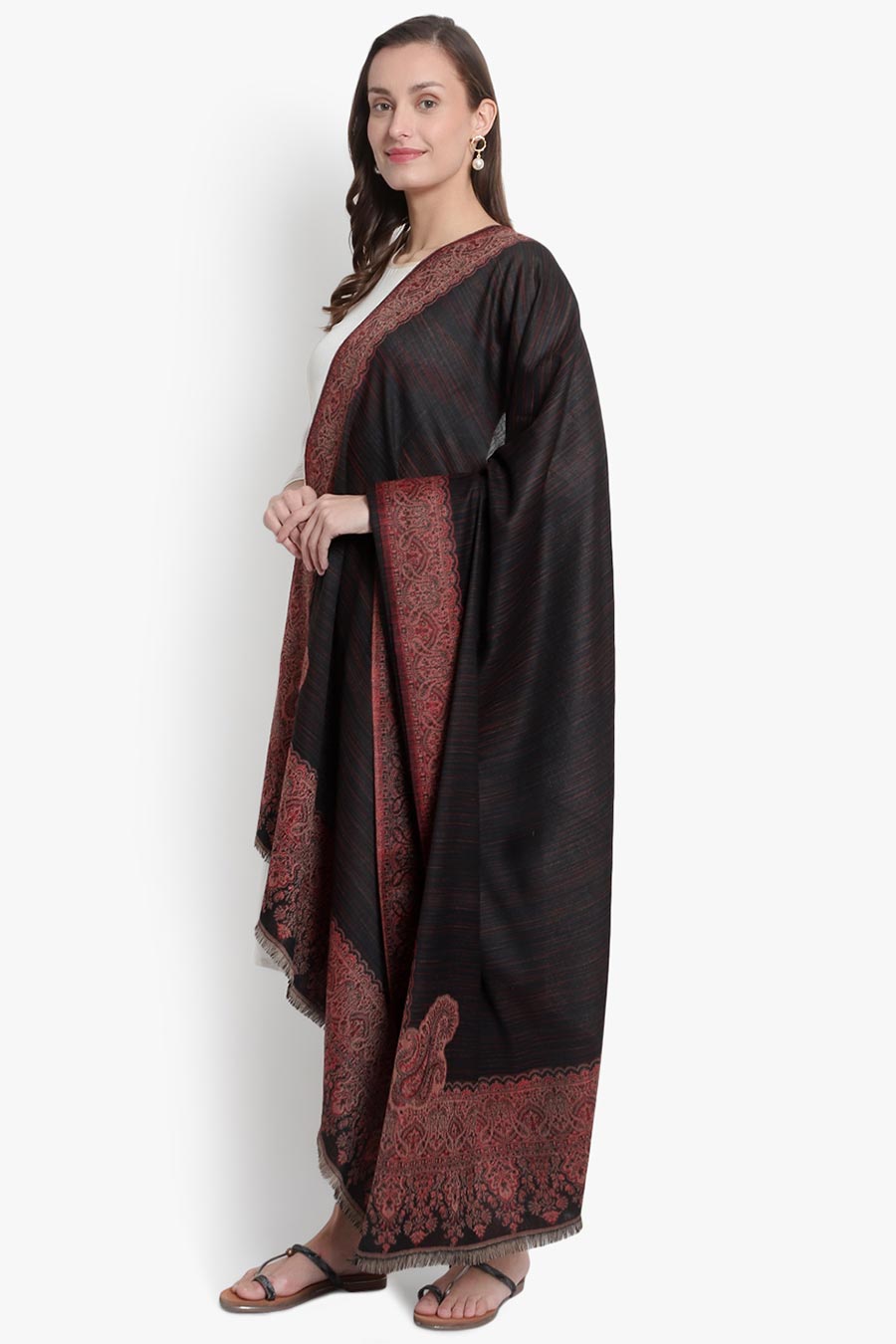 Black Paisley Jaal Kashmiri Shawl