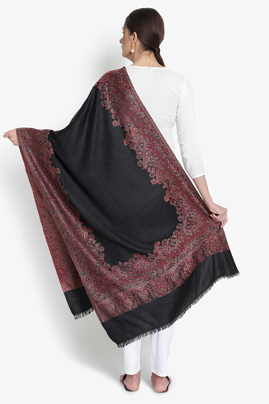 Black Paisley Self Texture Stole