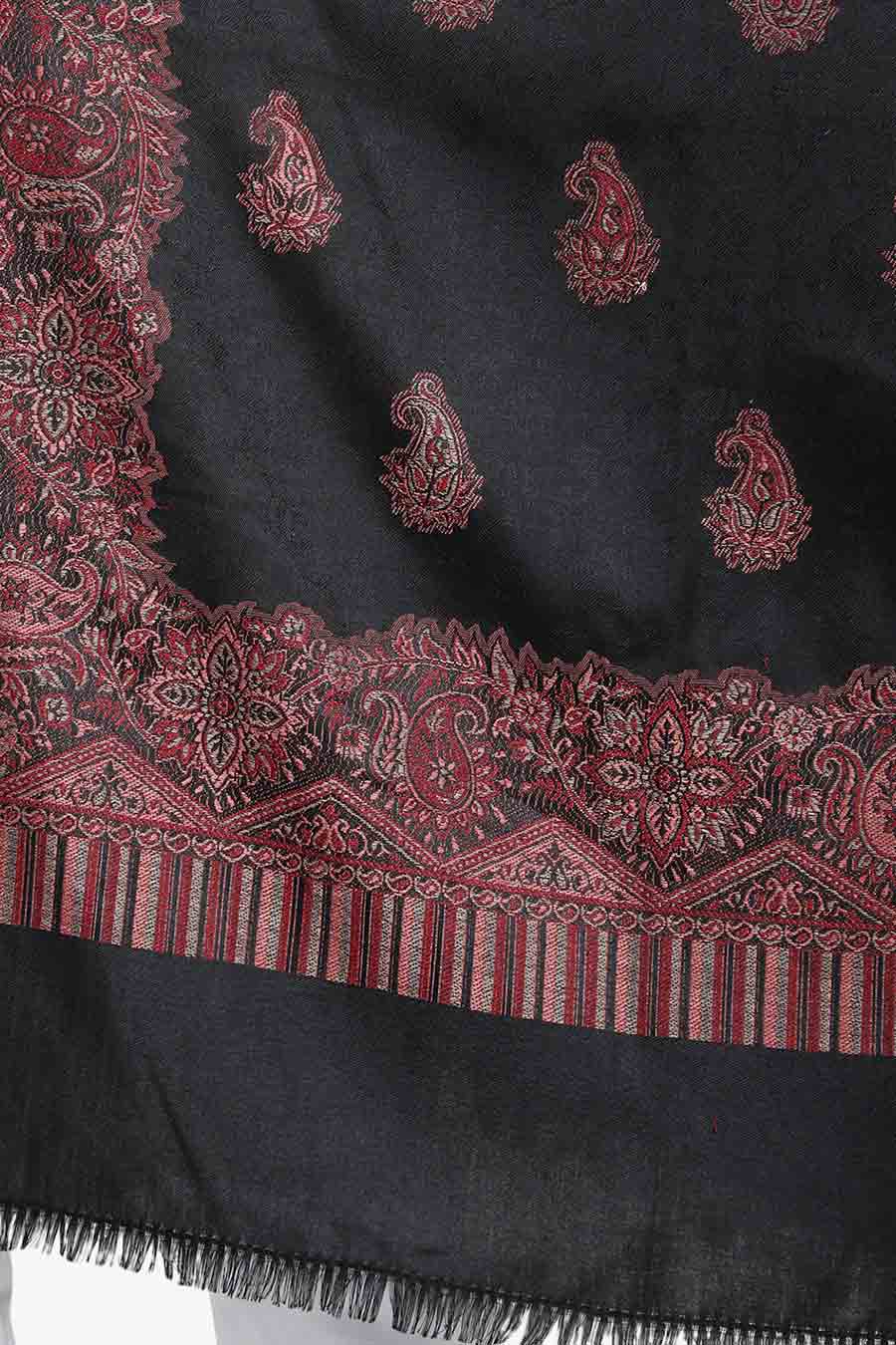 Black Floral Paisley Woven Stole