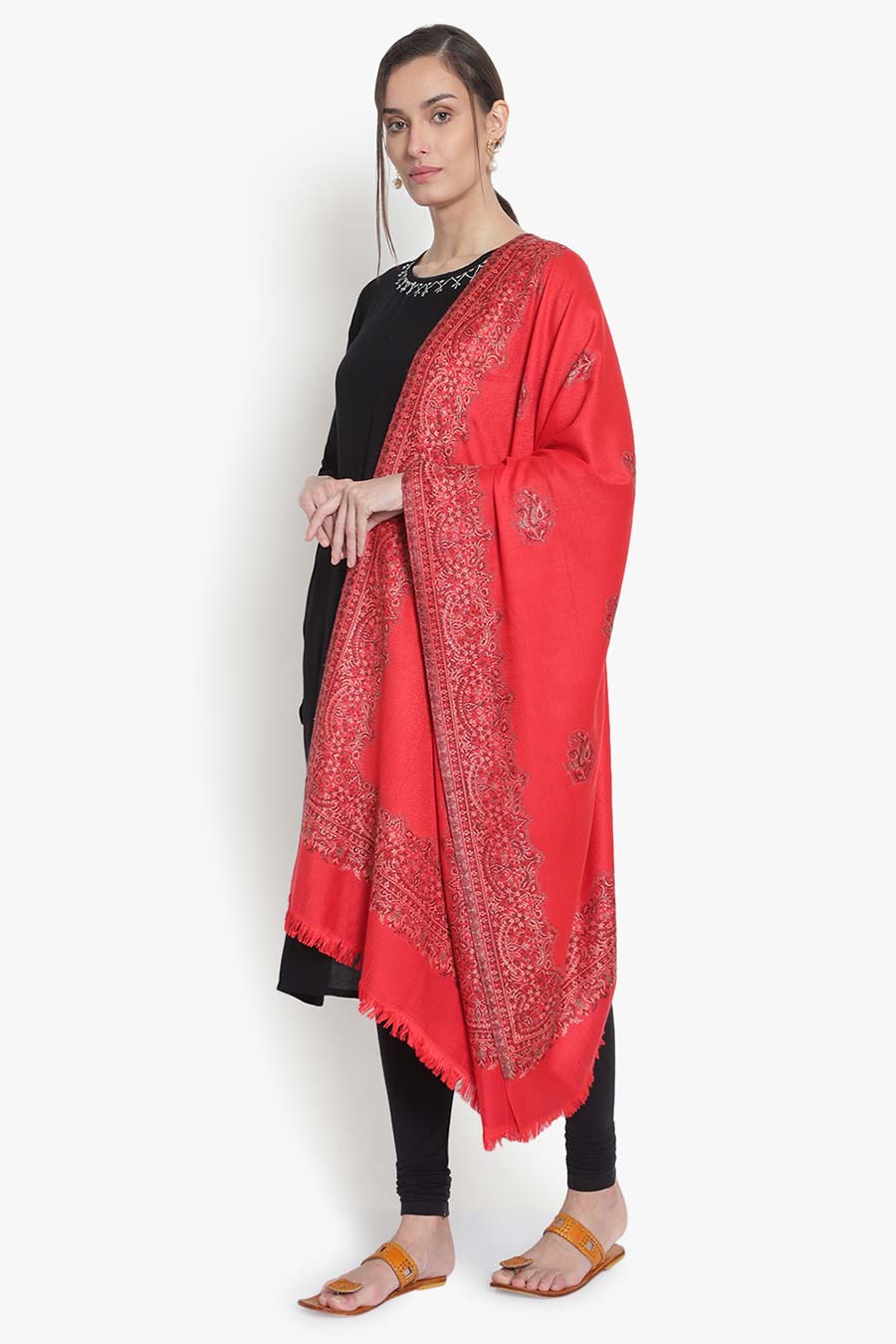 Red Paisley Woven Stole