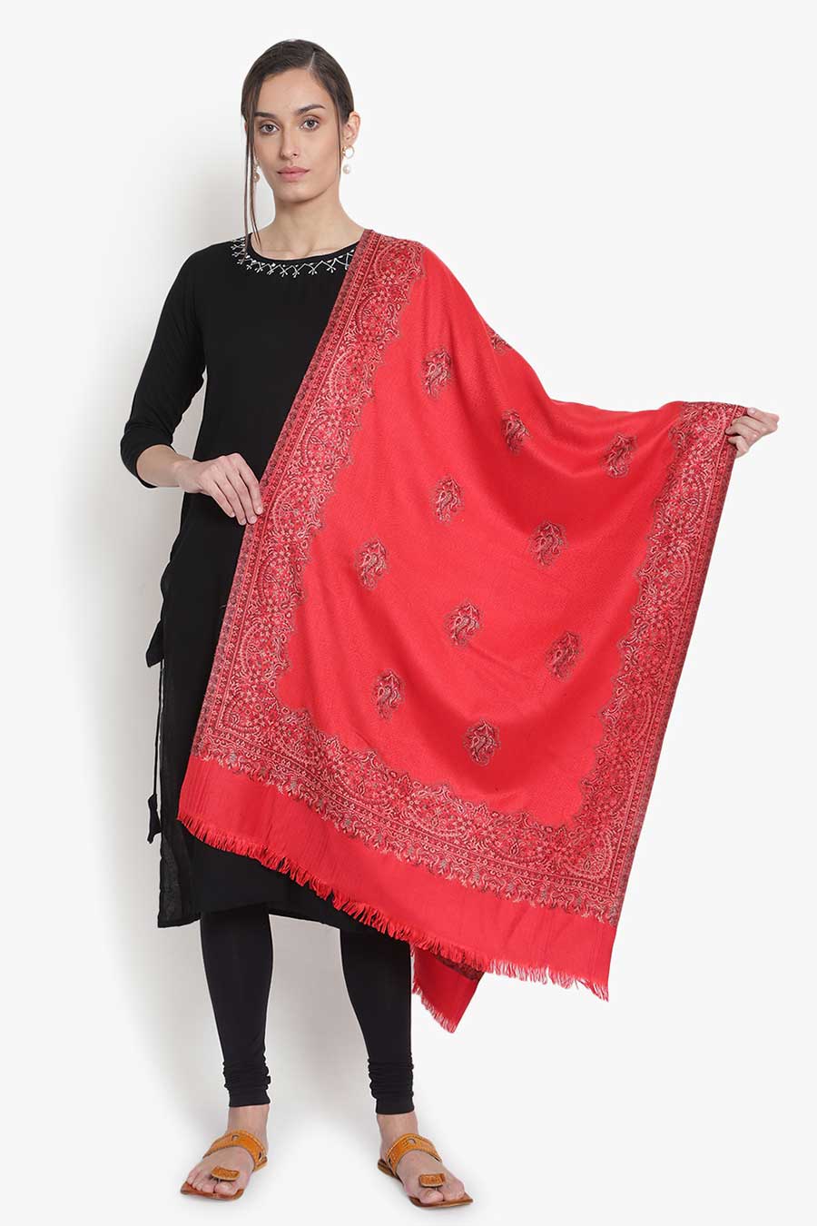 Red Paisley Woven Stole