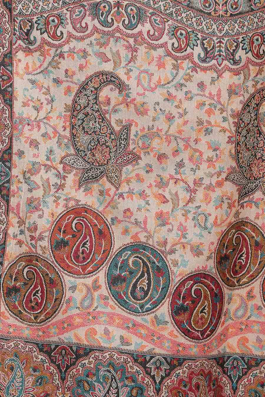 Black & Beige Paisley Kashmiri Stole