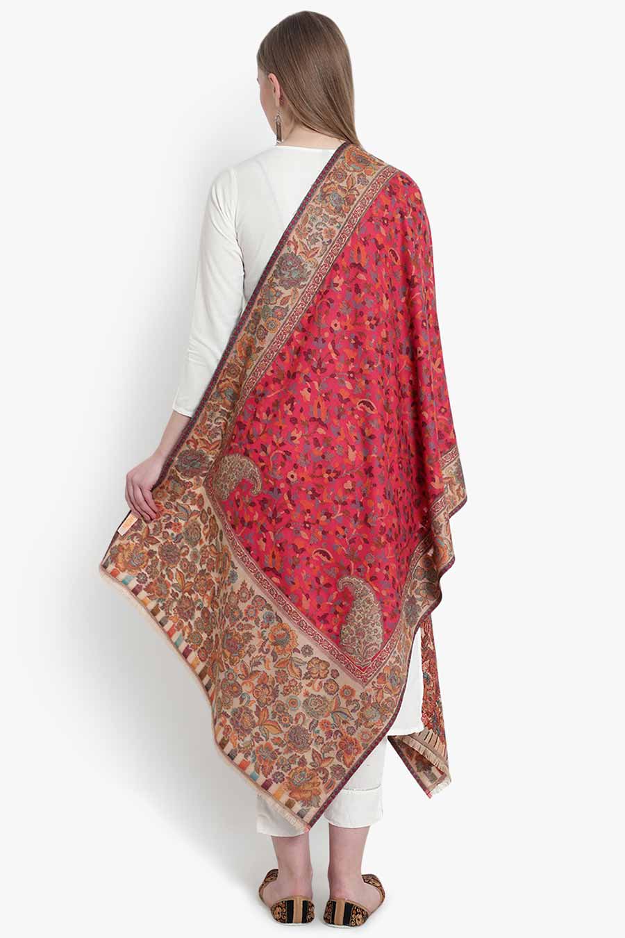 Pink Paisley Kaani Kashmiri Stole