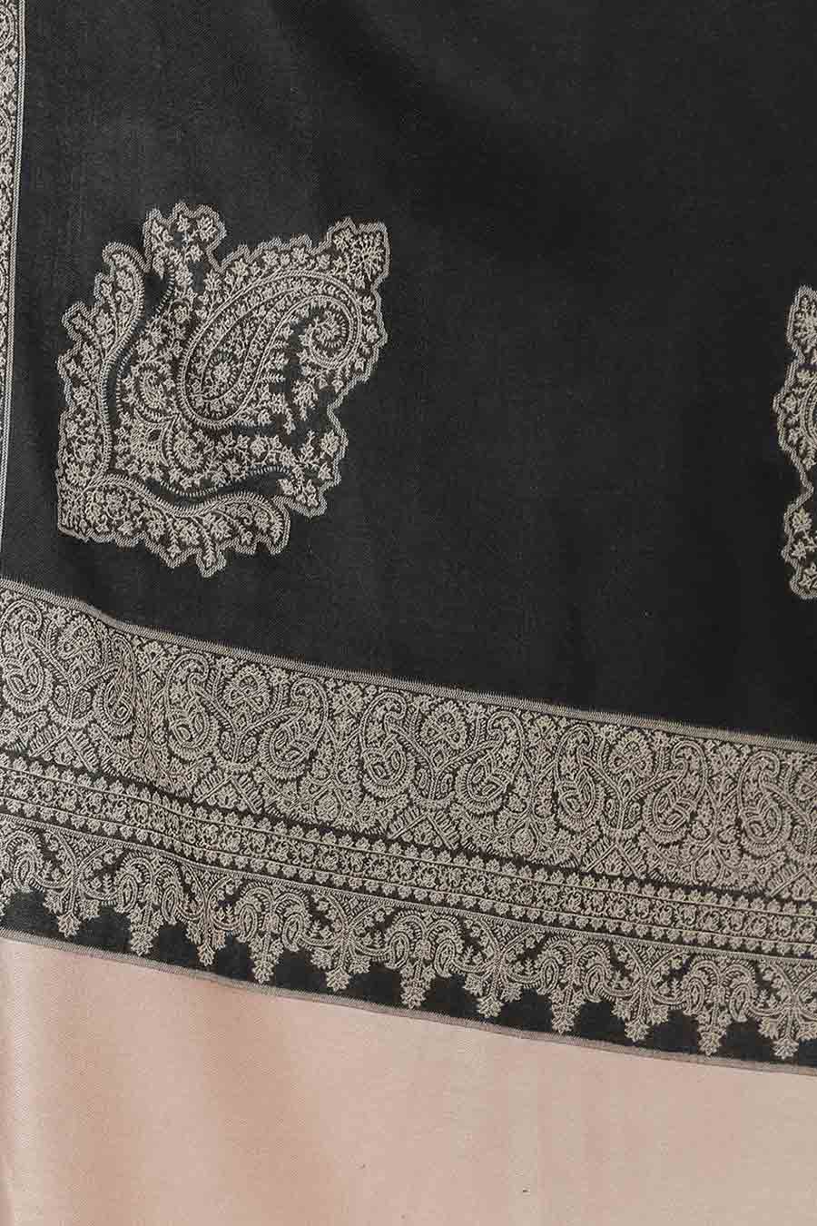 Black Paisley Design Kashmiri Stole