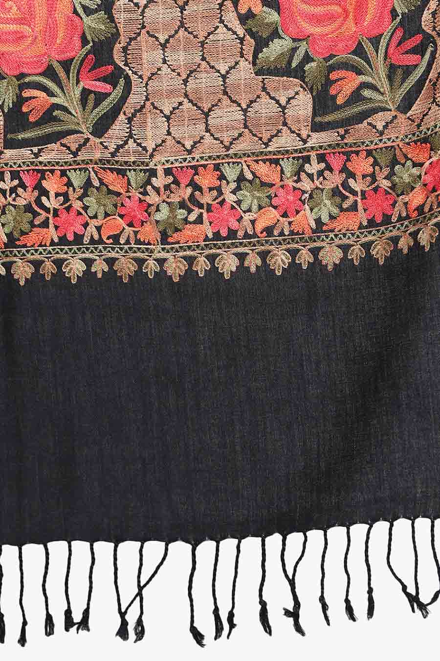 Black Floral Aari Embroidery Stole