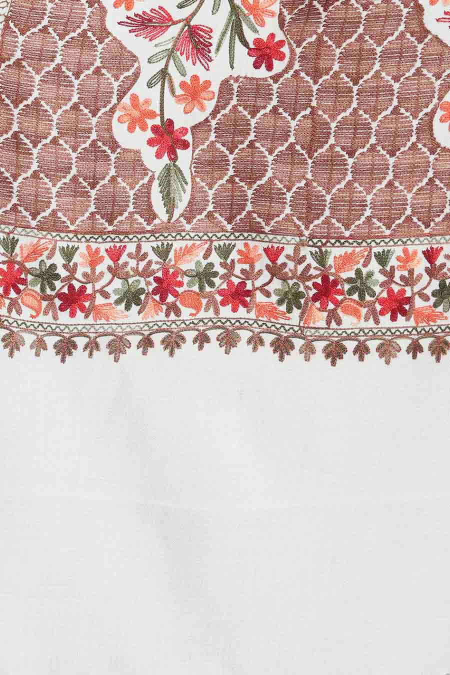 Ivory Floral Aari Embroidery Stole