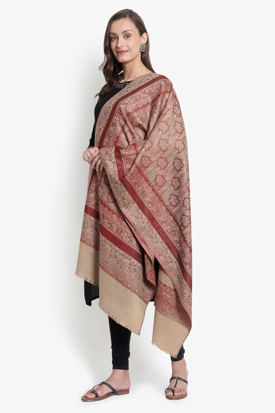 Beige Heritage Art Woven Stole