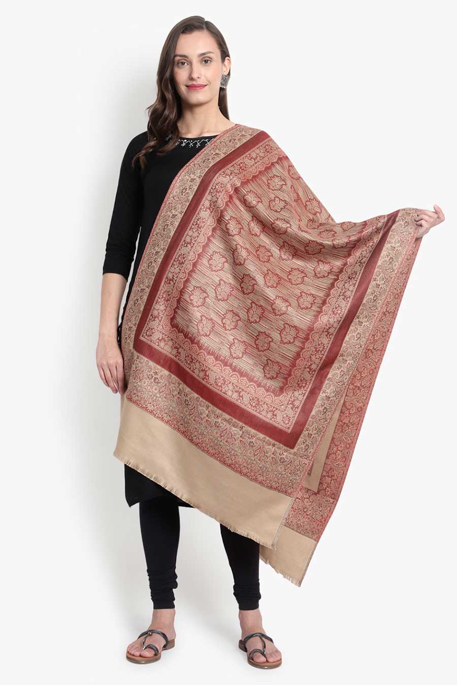 Beige Heritage Art Woven Stole