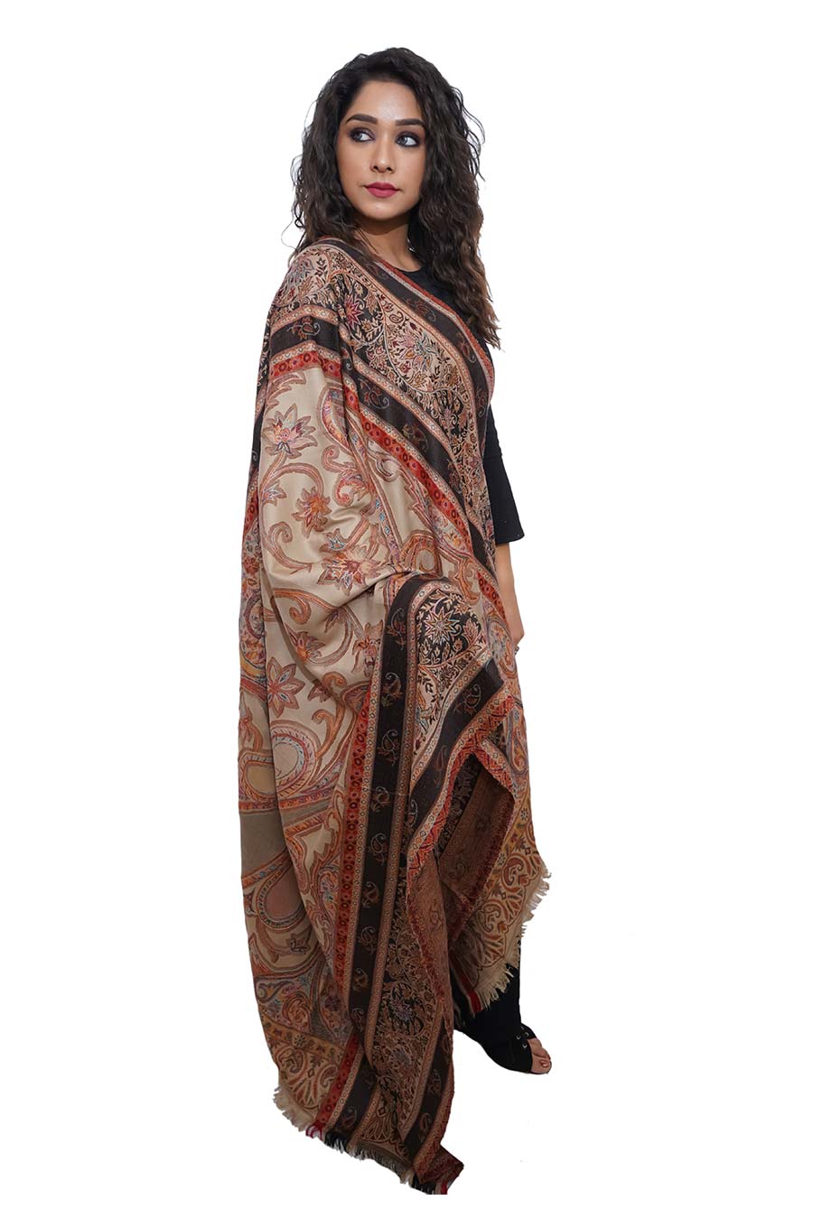 Hand Embroidered Kashmiri Pashmina Shawl