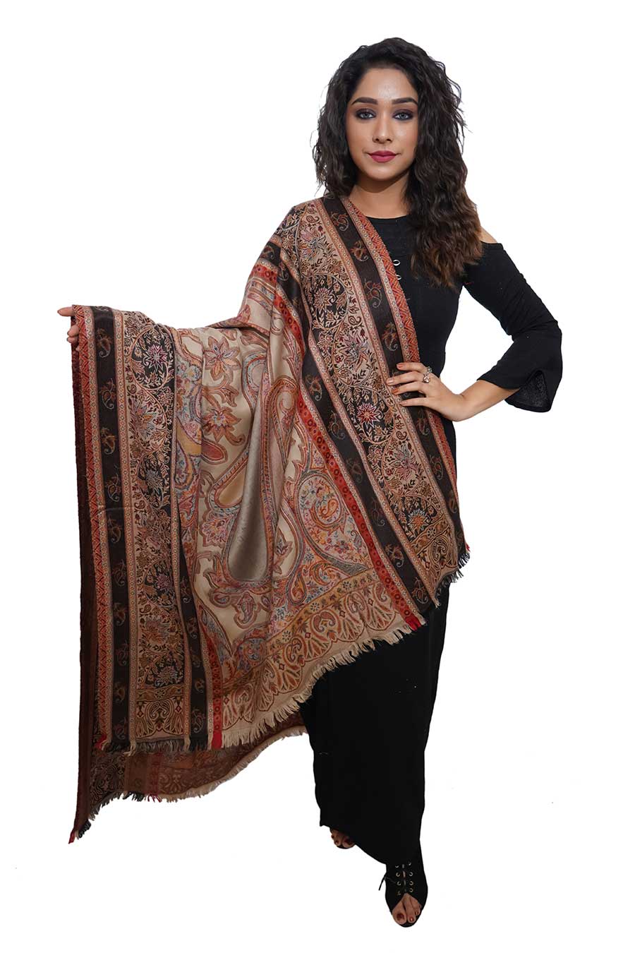 Hand Embroidered Kashmiri Pashmina Shawl