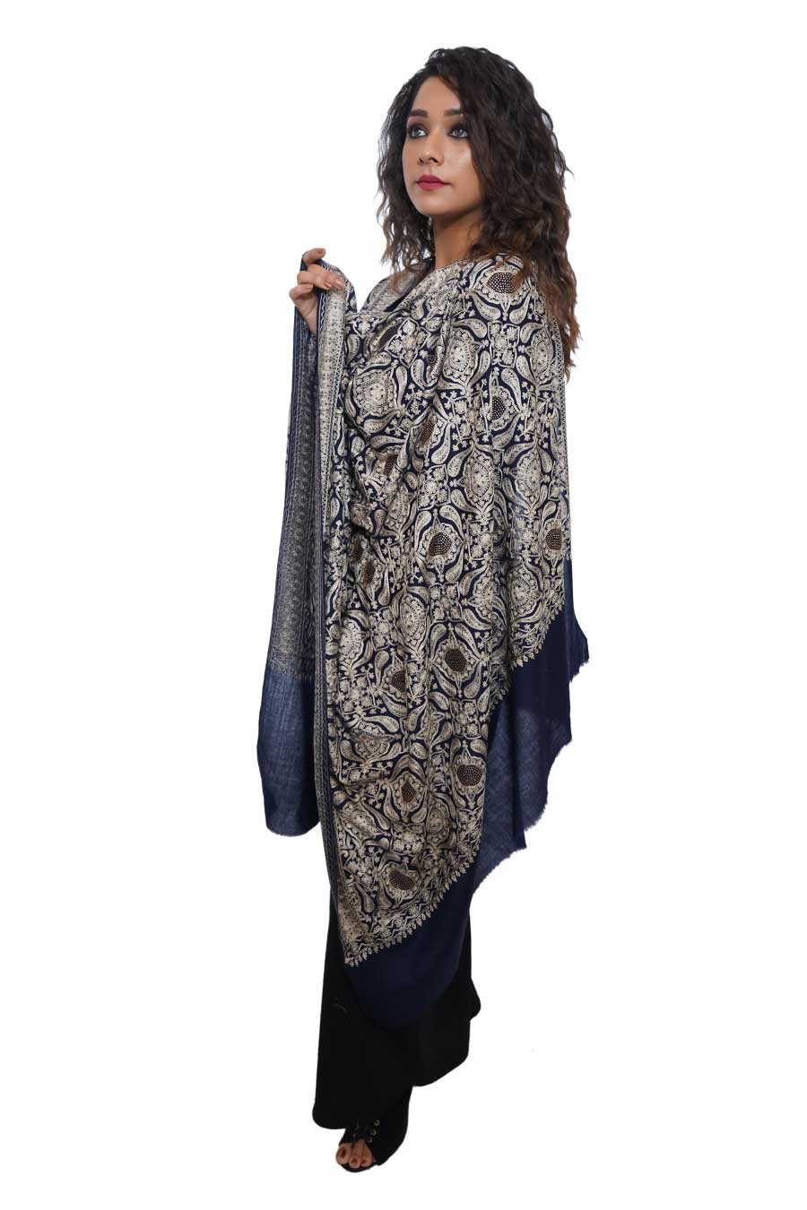 Hand Embroidered Kashmiri Pashmina Shawl