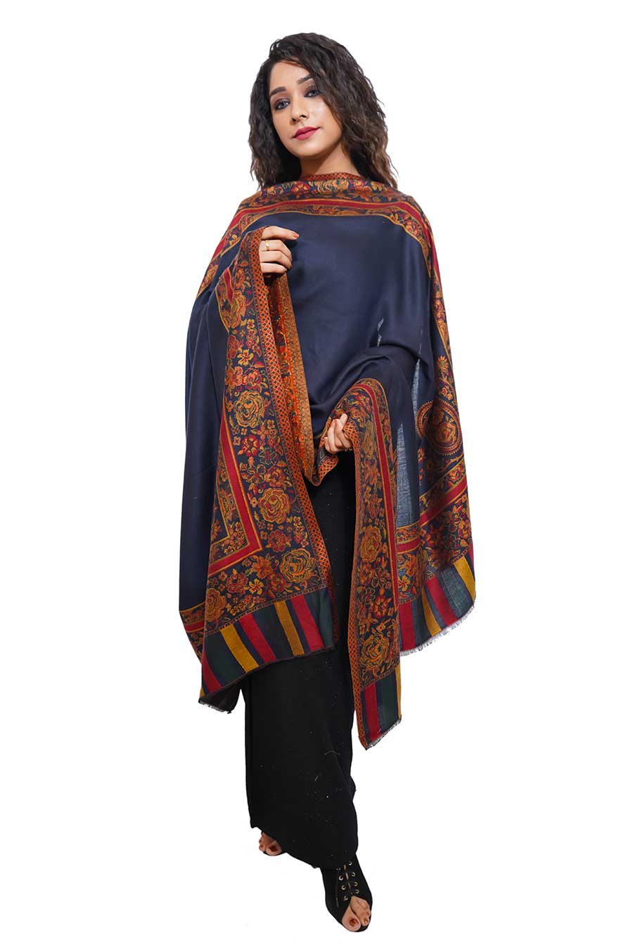 Kashmiri Kani Work Blue Pashmina Shawl