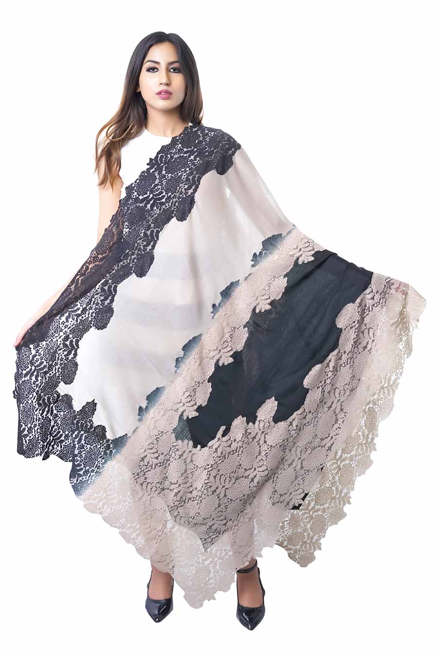 Valentino Net Cut Woolen Shawl