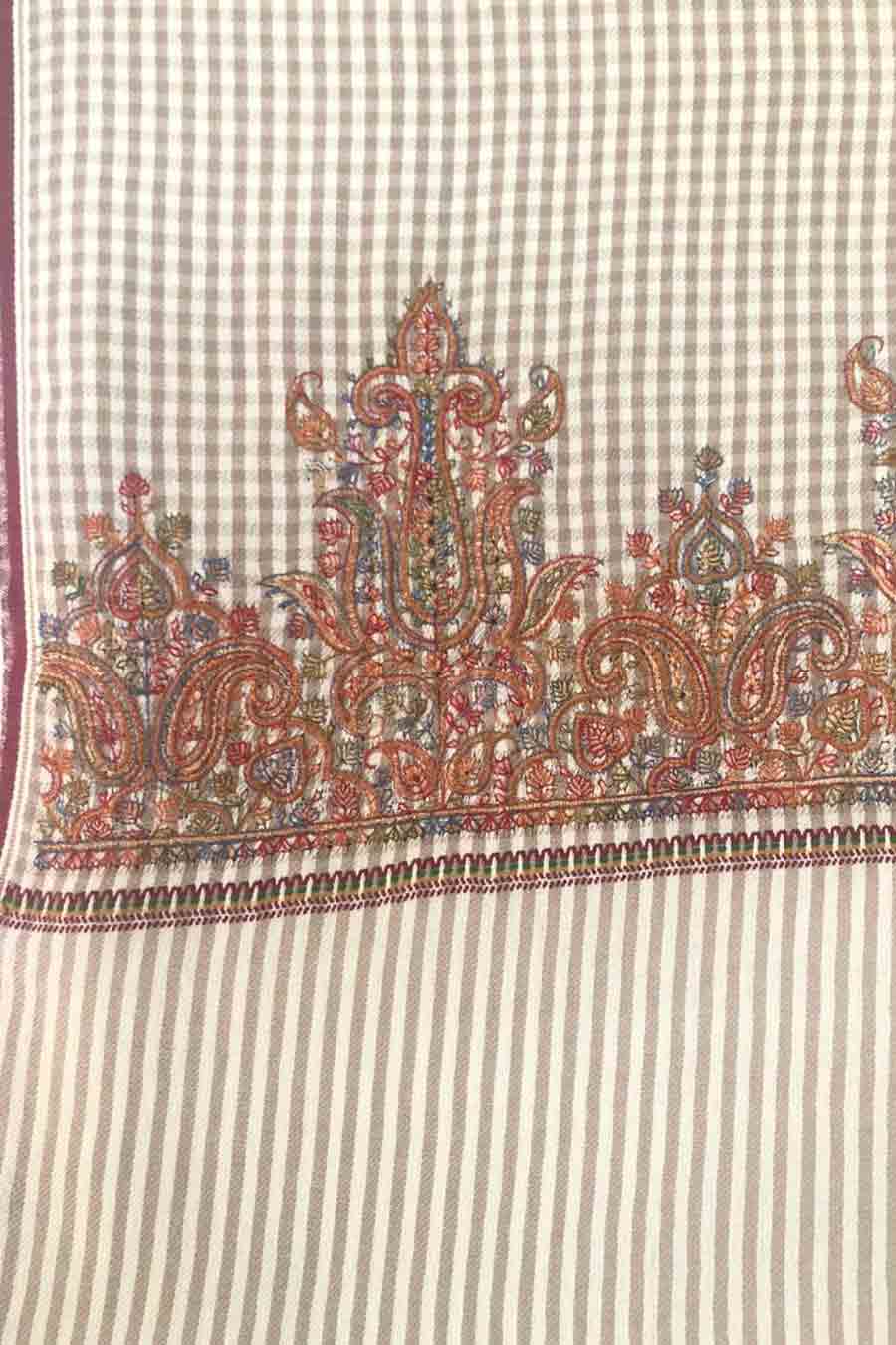 Beige Kashmiri Embroidery Pashmina Shawl