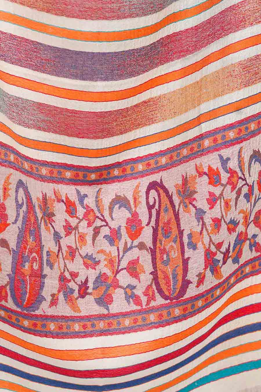 Multicolor Striped Kani Fine Wool Stole