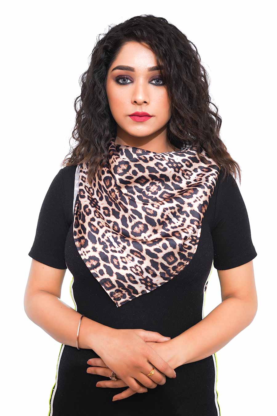 Silk Satin Leopord Print Scarf