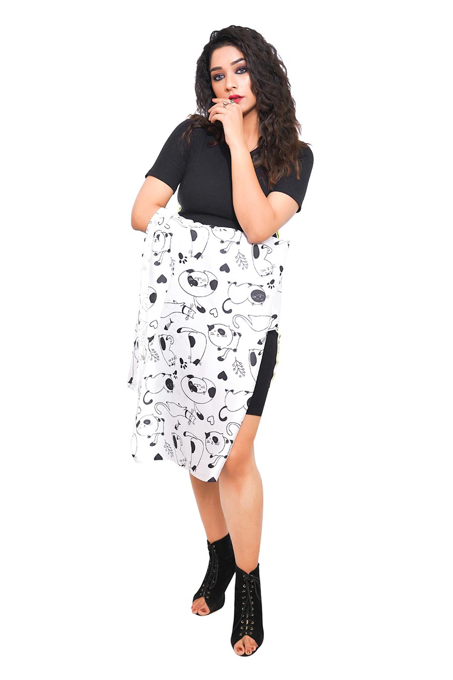 Silk Satin Cat Print Scarf