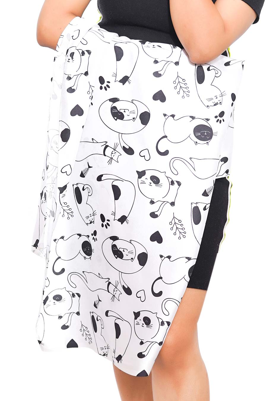 Silk Satin Cat Print Scarf