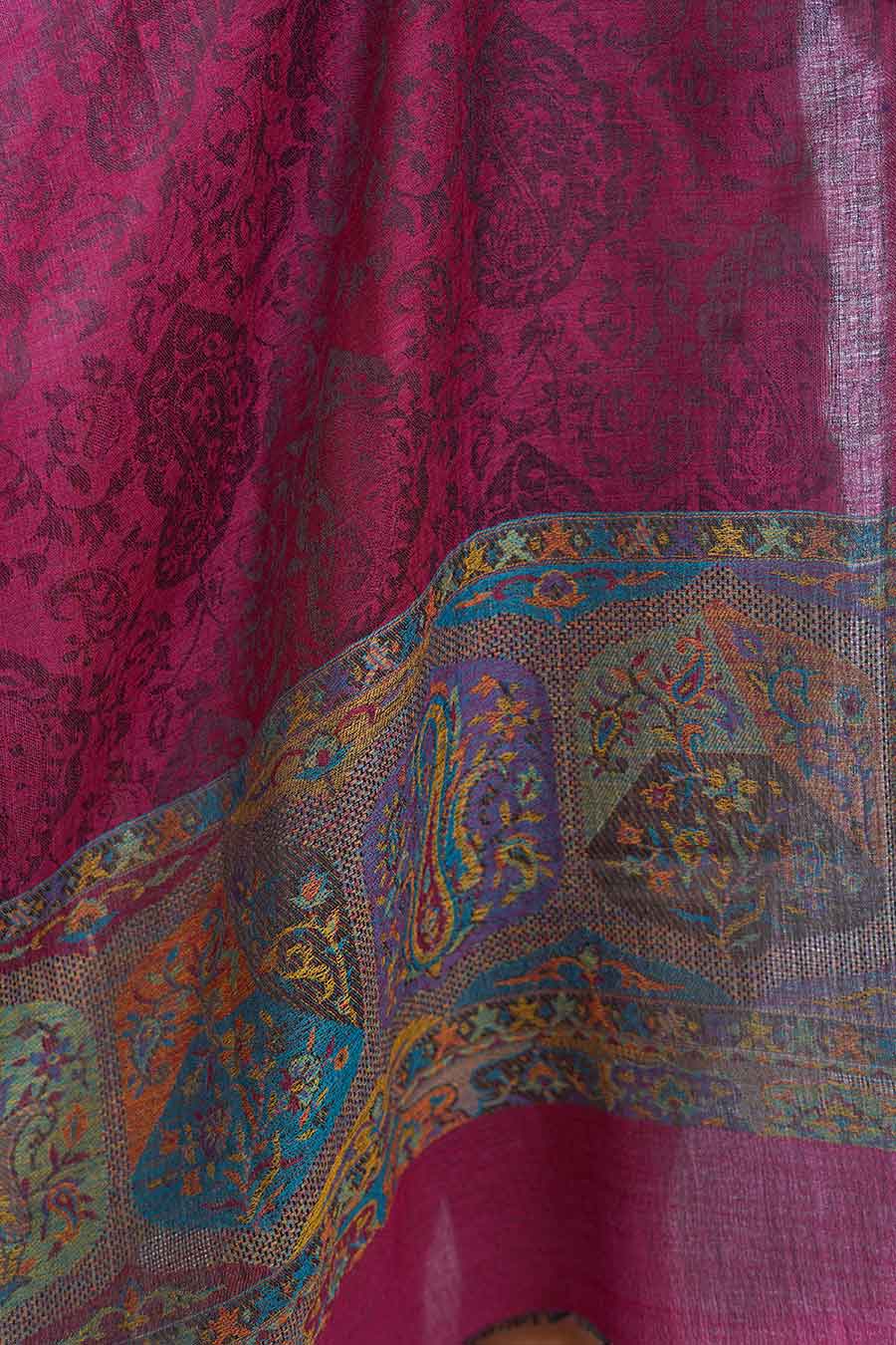 Fine Wool Purple Kani Jaal Stole