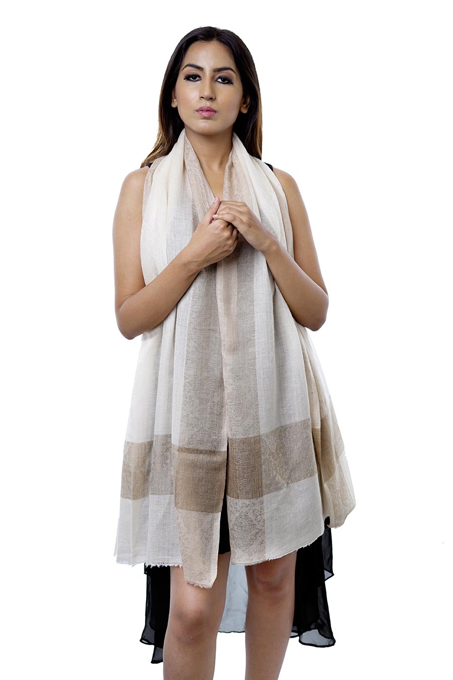 Natural Toosh Woven Fine Wool Stole