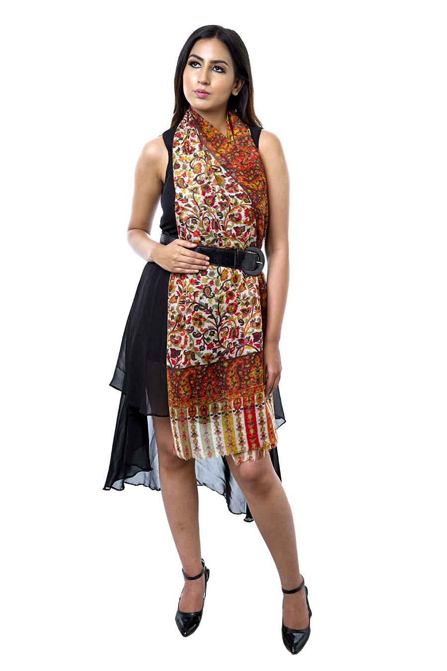 Multicolor Floral Fine Wool Stole