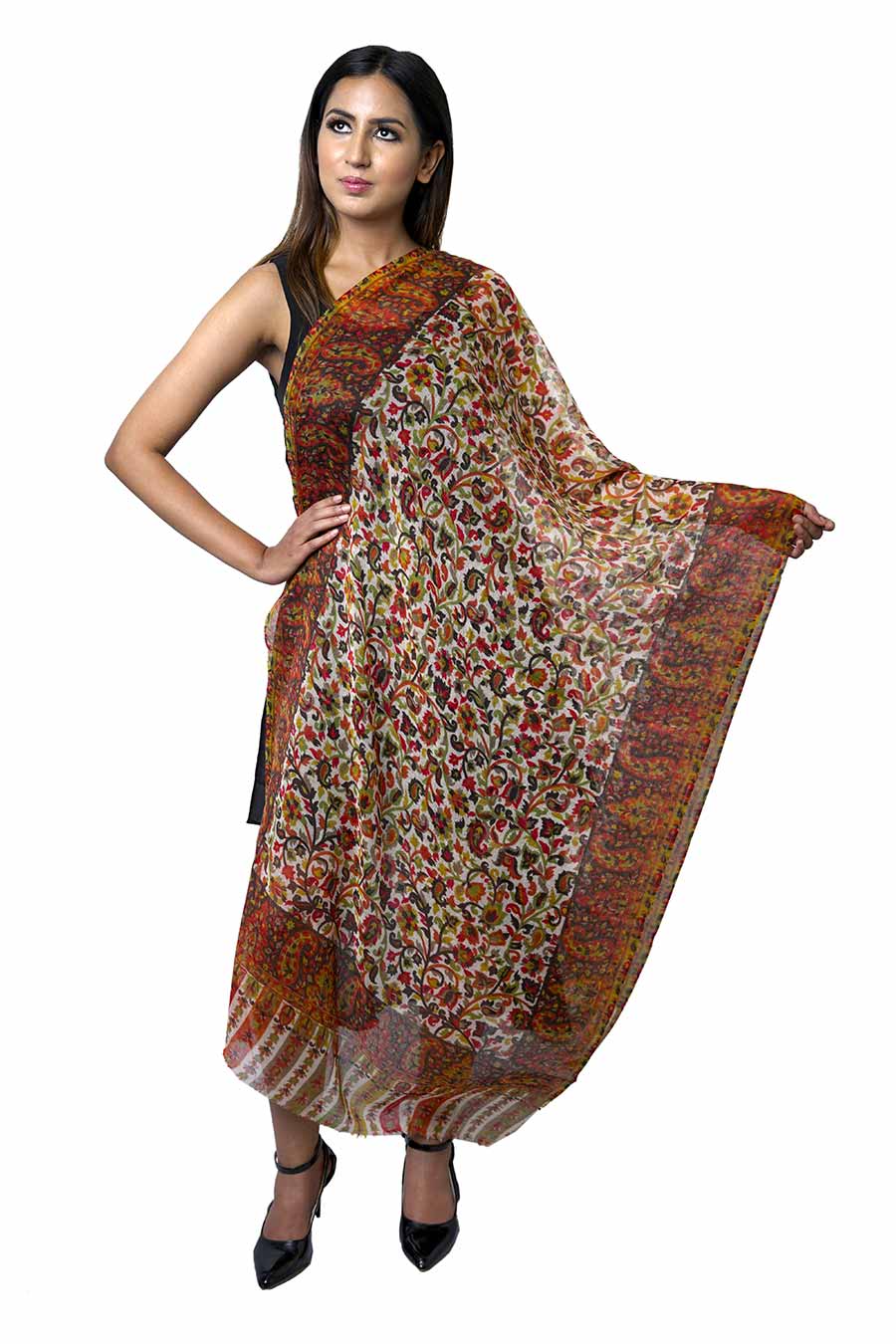 Multicolor Floral Fine Wool Stole