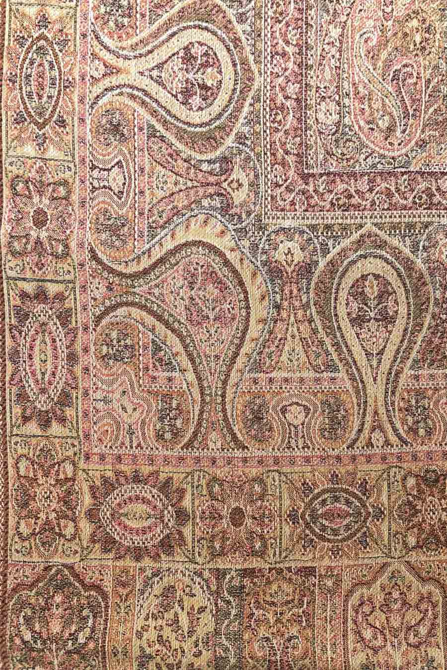 Antique Jamawar Jaal Wool Silk Stole