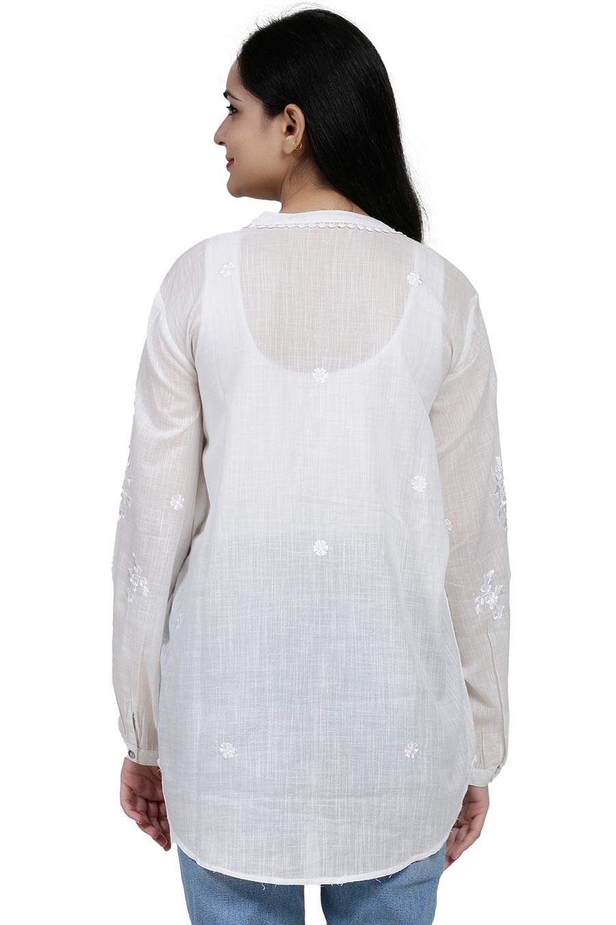 White Cotton Embroidered Top