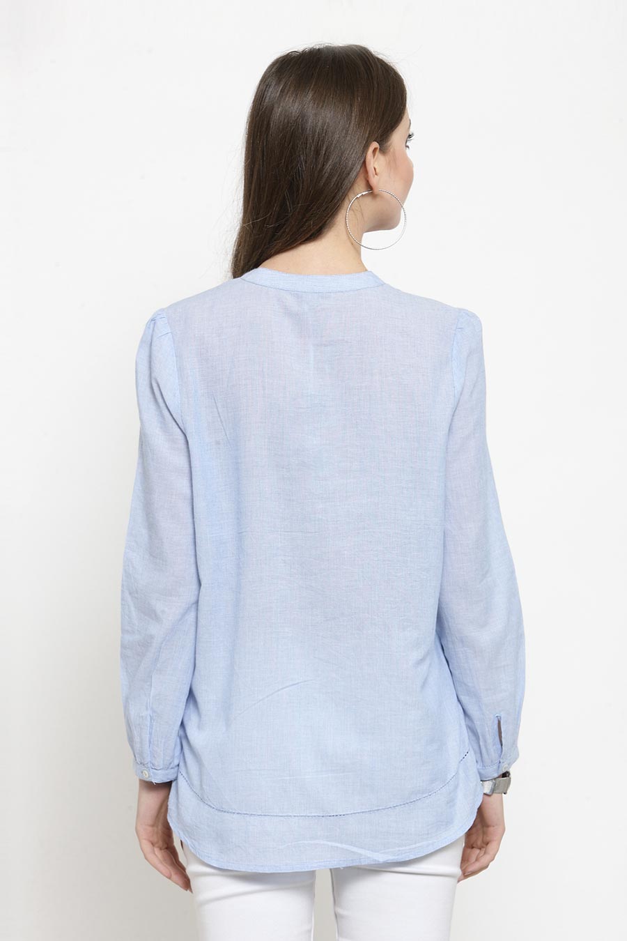 Blue Pintucks Pure Cotton Top