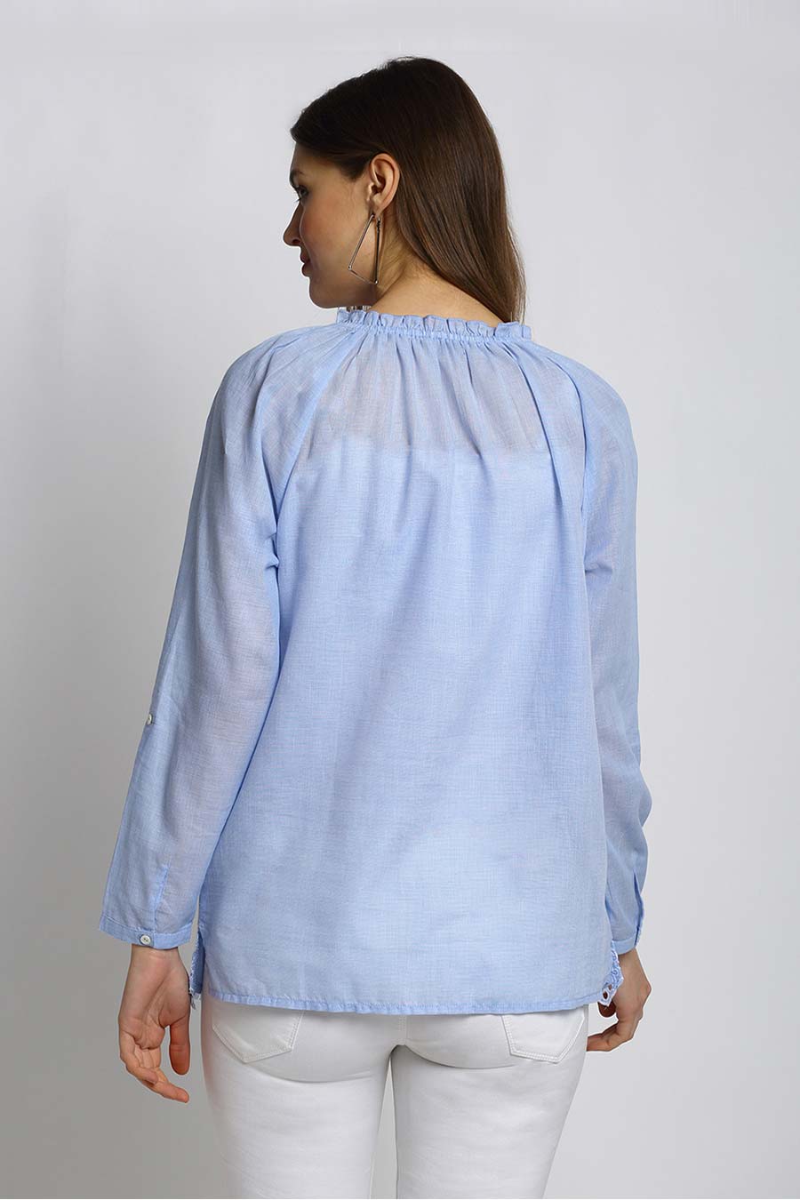 Blue Classic Embroidery Top